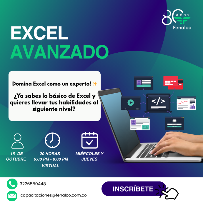 CURSO EXCEL AVANZADO 2025 - VIRTUAL | Fenalco Santa Marta